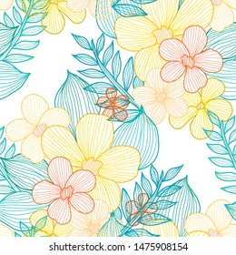 Elegant seamless pattern with flowers, design elements. Floral  pattern for invitations, cards, print, gift wrap, manufacturing, textile, fabric, wallpapers