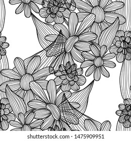 Elegant seamless pattern with flowers, design elements. Floral  pattern for invitations, cards, print, gift wrap, manufacturing, textile, fabric, wallpapers