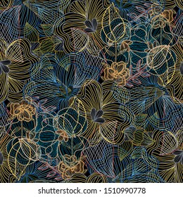 Elegant seamless pattern with flowers, design elements. Floral  pattern for invitations, cards, print, gift wrap, manufacturing, textile, fabric, wallpapers