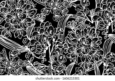 Elegant seamless pattern with flowers, design elements. Floral  pattern for invitations, cards, print, gift wrap, manufacturing, textile, fabric, wallpapers