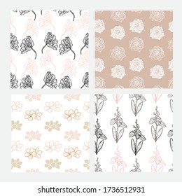 Elegant seamless pattern with flowers, design elements. Floral  pattern for invitations, cards, print, gift wrap, manufacturing, textile, fabric, wallpapers