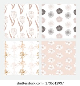 Elegantes nahtloses Muster mit Blumen, Designelementen. Blumenmuster für Einladungen, Karten, Druck, Geschenkpackung, Herstellung, Textil, Stoff, Tapeten