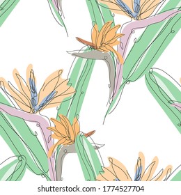 Elegant seamless pattern with flowers, design elements. Floral  pattern for invitations, cards, print, gift wrap, manufacturing, textile, fabric, wallpapers. Continuous line art style