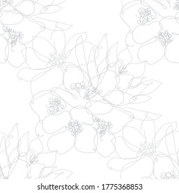 Elegant seamless pattern with flowers, design elements. Floral  pattern for invitations, cards, print, gift wrap, manufacturing, textile, fabric, wallpapers. Continuous line art style
