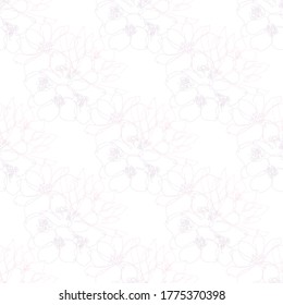 Elegant seamless pattern with flowers, design elements. Floral  pattern for invitations, cards, print, gift wrap, manufacturing, textile, fabric, wallpapers. Continuous line art style