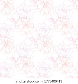Elegant seamless pattern with flowers, design elements. Floral  pattern for invitations, cards, print, gift wrap, manufacturing, textile, fabric, wallpapers. Continuous line art style