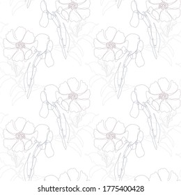 Elegant seamless pattern with flowers, design elements. Floral  pattern for invitations, cards, print, gift wrap, manufacturing, textile, fabric, wallpapers. Continuous line art style