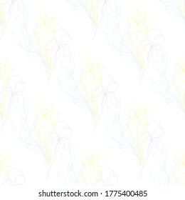 Elegant seamless pattern with flowers, design elements. Floral  pattern for invitations, cards, print, gift wrap, manufacturing, textile, fabric, wallpapers. Continuous line art style