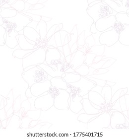 Elegant seamless pattern with flowers, design elements. Floral  pattern for invitations, cards, print, gift wrap, manufacturing, textile, fabric, wallpapers. Continuous line art style