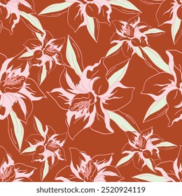 Elegante padrão sem emenda com flores, elementos de design. Padrão floral