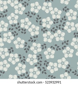 Elegant seamless pattern with flowers and leaves can be used for surface textures, textile, kids cloth, pattern fills, page backgrounds and more creative designs. 