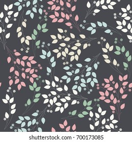 Elegant seamless pattern with flowers and leaves can be used for design fabric, backgrounds, wrapping paper, package, covers, linen and more ideas.