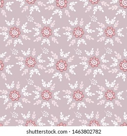 Elegant seamless pattern with flowers in pink and white.