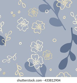 Elegant seamless pattern with flowers and sprigs.
