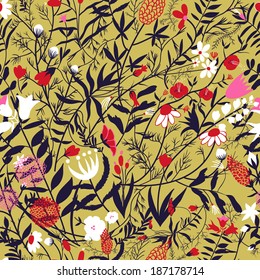 Elegant seamless pattern with flowers. Vector illustration