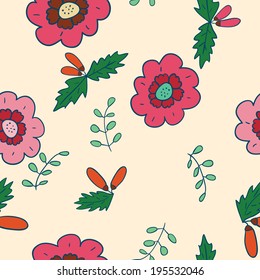 Elegant seamless pattern with flowers, vector illustration