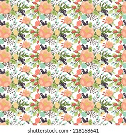 Elegant seamless pattern with flowers, vector illustration