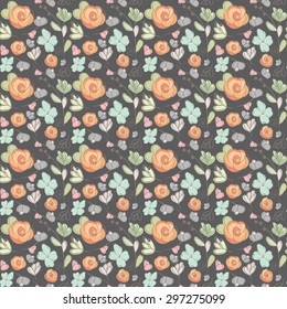 Elegant seamless pattern with flowers, vector illustration