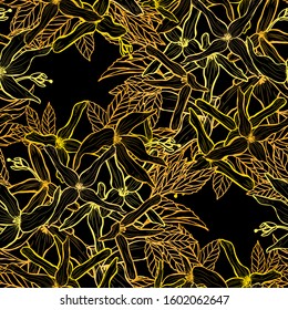 Elegant seamless pattern with forsythia flowers, design elements. Floral  pattern for invitations, cards, print, gift wrap, manufacturing, textile, fabric, wallpapers