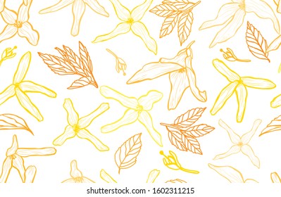 Elegant seamless pattern with forsythia flowers, design elements. Floral  pattern for invitations, cards, print, gift wrap, manufacturing, textile, fabric, wallpapers