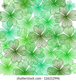elegant seamless pattern with four leaf clovers, symbol of luck