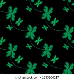 Elegant seamless pattern with four leaf clovers, design elements. Floral pattern for invitations, cards, print, gift wrap, manufacturing, textile, fabric, wallpapers. St Patrick