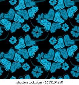 Elegant seamless pattern with four leaf clovers, design elements. Floral pattern for invitations, cards, print, gift wrap, manufacturing, textile, fabric, wallpapers. St Patrick