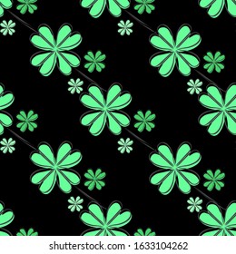 Elegant seamless pattern with four leaf clovers, design elements. Floral pattern for invitations, cards, print, gift wrap, manufacturing, textile, fabric, wallpapers. St Patrick