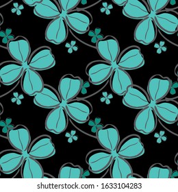 Elegant seamless pattern with four leaf clovers, design elements. Floral pattern for invitations, cards, print, gift wrap, manufacturing, textile, fabric, wallpapers. St Patrick