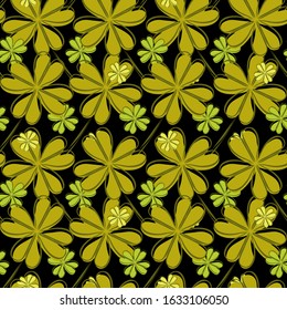 Elegant seamless pattern with four leaf clovers, design elements. Floral pattern for invitations, cards, print, gift wrap, manufacturing, textile, fabric, wallpapers. St Patrick