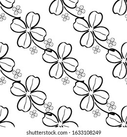 Elegant seamless pattern with four leaf clovers, design elements. Floral pattern for invitations, cards, print, gift wrap, manufacturing, textile, fabric, wallpapers. St Patrick