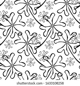 Elegant seamless pattern with four leaf clovers, design elements. Floral pattern for invitations, cards, print, gift wrap, manufacturing, textile, fabric, wallpapers. St Patrick