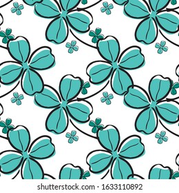 Elegant seamless pattern with four leaf clovers, design elements. Floral pattern for invitations, cards, print, gift wrap, manufacturing, textile, fabric, wallpapers. St Patrick