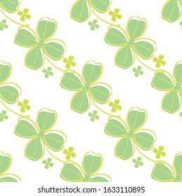 Elegant seamless pattern with four leaf clovers, design elements. Floral pattern for invitations, cards, print, gift wrap, manufacturing, textile, fabric, wallpapers. St Patrick
