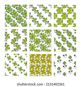 Elegant seamless pattern with four leaf clovers, design elements. Floral pattern for invitations, cards, print, gift wrap, manufacturing, textile, fabric, wallpapers. St Patrick