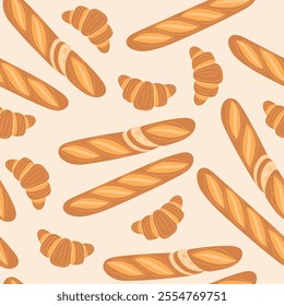 Elegant Seamless Pattern with French Bakery Delights