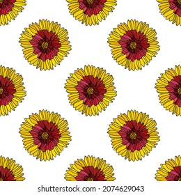 Elegant seamless pattern with gaillardia flowers, design elements. Floral  pattern for invitations, cards, print, gift wrap, manufacturing, textile, fabric, wallpapers