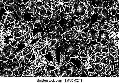 Elegant seamless pattern with geranium flowers, design elements. Floral  pattern for invitations, cards, print, gift wrap, manufacturing, textile, fabric, wallpapers