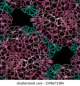 Elegant seamless pattern with geranium flowers, design elements. Floral  pattern for invitations, cards, print, gift wrap, manufacturing, textile, fabric, wallpapers