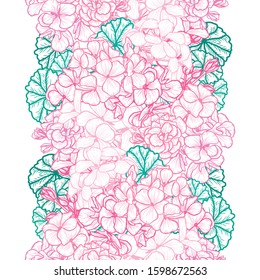 Elegant seamless pattern with geranium flowers, design elements. Floral  pattern for invitations, cards, print, gift wrap, manufacturing, textile, fabric, wallpapers