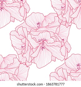 Elegant seamless pattern with geranium flowers, design elements. Floral  pattern for invitations, cards, print, gift wrap, manufacturing, textile, fabric, wallpapers
