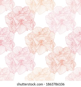 Elegant seamless pattern with geranium flowers, design elements. Floral  pattern for invitations, cards, print, gift wrap, manufacturing, textile, fabric, wallpapers