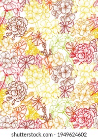 Elegant seamless pattern with geranium flowers, design elements. Floral  pattern for invitations, cards, print, gift wrap, manufacturing, textile, fabric, wallpapers