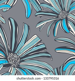 Elegant seamless pattern gerbera flower. Vector background.