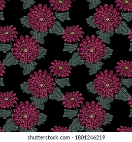 Elegant seamless pattern with gerbera flowers, design elements. Floral  pattern for invitations, cards, print, gift wrap, manufacturing, textile, fabric, wallpapers. Embroidery style
