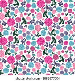 Elegant seamless pattern with gerbera flowers, design elements. Floral  pattern for invitations, cards, print, gift wrap, manufacturing, textile, fabric, wallpapers