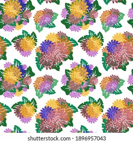 Elegantes, nahtloses Muster mit Gerberblumen, Designelementen. Blumenmuster für Einladungen, Karten, Druck, Geschenkverpackungen, Herstellung, Textilien, Gewebe, Wallpaper