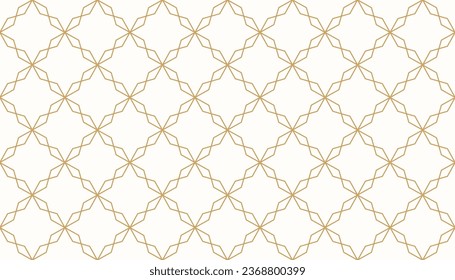 Elegant seamless pattern with gold line rhombus, repeat background for wallpaper, card, print, vector illustration.