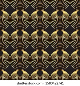 Elegant seamless pattern with golden circles. Luxurious vector background.