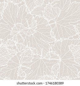 Elegant seamless pattern with grape leaves, design elements. Floral  pattern for invitations, cards, print, gift wrap, manufacturing, textile, fabric, wallpapers